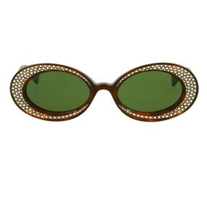 GUCCI HAVANA OVAL CIRCLE SUNGLASSES NEW WITH CASE